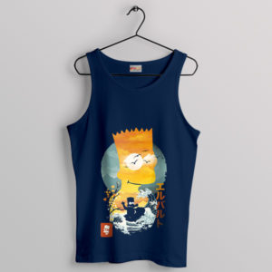 Ukiyo-E Art Style Design Bart Simpson Navy Tank Top