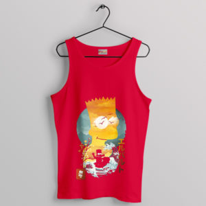 Ukiyo-E Art Style Design Bart Simpson Red Tank Top