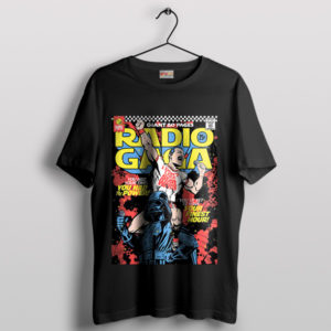 Vintage Comic Art Radio Ga Ga Black T-Shirt