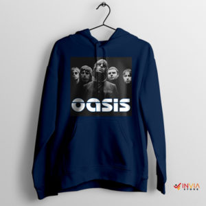 Vintage Oasis Concert Poster Art Navy Hoodie