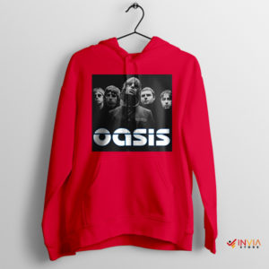 Vintage Oasis Concert Poster Art Red Hoodie