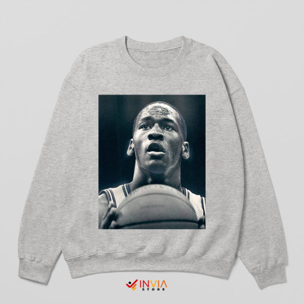 Young Michael Jordan Practice Sport Grey Sweatshirt