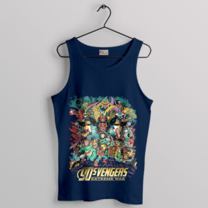 90s Cartoon Heroes Unite Avengers Navy Tank Top