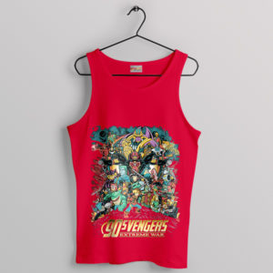 90s Cartoon Heroes Unite Avengers Red Tank Top