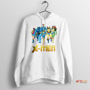 90s X-Men Comic Characters Marvel White Hoodie