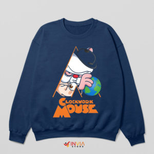 A Clockwork Movie Brain Pinky Navy Sweatshirt