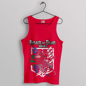 Aot Eren Yeager Long Hair Graphic Red Tank Top