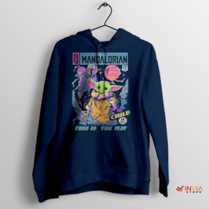 Baby Yoda Retro Adventure Mandalorian Navy Hoodie