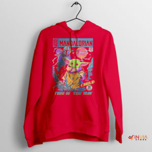 Baby Yoda Retro Adventure Mandalorian Red Hoodie