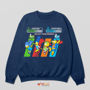 Bartman and Super Homer Face Off Navy Sweatshirt