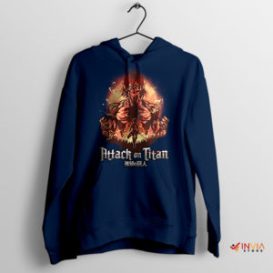 Battle with Eren Yeager Art in Action Navy Hoodie