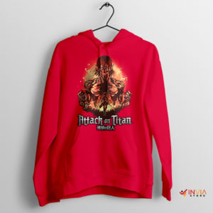 Battle with Eren Yeager Art in Action Red Hoodie