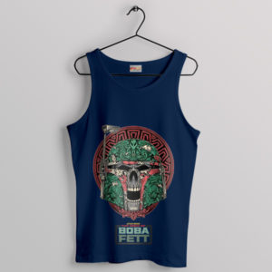 Boba Fett Skull Face Space Warrior Navy Tank Top