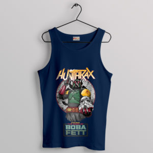 Boba Fett in Anthrax Style Band Navy Tank Top