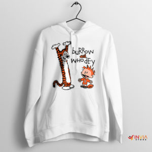 Calvin and Hobbes Join Who Dey White Hoodie