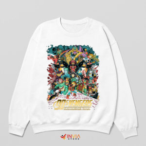 Cartoon Avengers 90s Characters White Sweatshirt