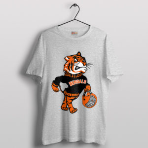 Cartoon Bengals Mascot Animal Sport Grey T-Shirt