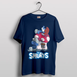 Cartoon Mashup The Smurfs X Snoopy Navy T-Shirt