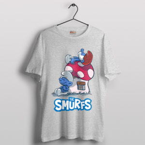 Cartoon Mashup The Smurfs X Snoopy Sport Grey T-Shirt