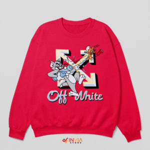 Cartoon Off White Tom and Jerry Red Sweatshirt