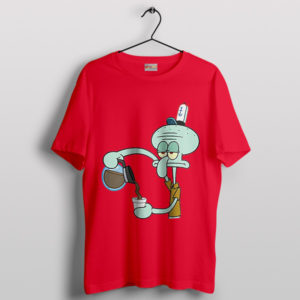 Coffee Break with Squidward Funny Red T-Shirt