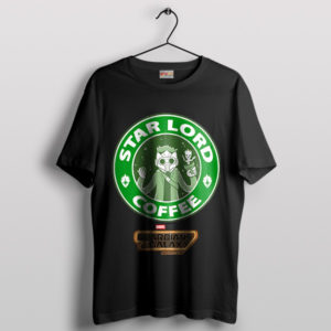 Coffee Quest with Star-Lord Guardians Black T-Shirt