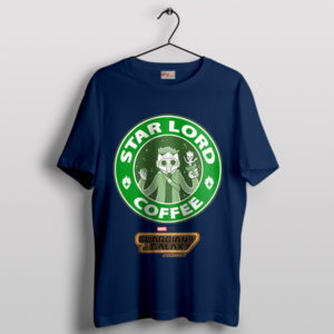 Coffee Quest with Star-Lord Guardians Navy T-Shirt