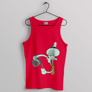 Coffee with Squidward Style Red Tank Top