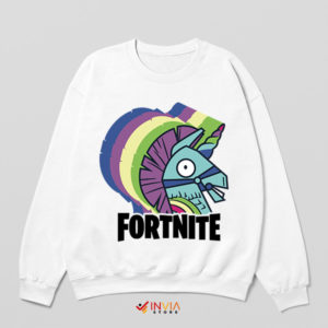 Colorful Llama Adventure Game White Sweatshirt