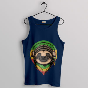 Coolness Reggae Rasta Sloth Nav y Tank Top