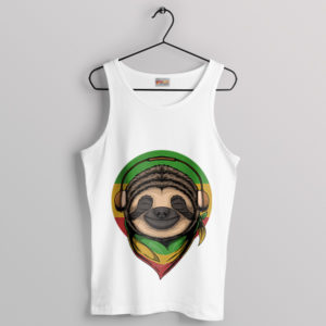 Coolness Reggae Rasta Sloth White Tank Top