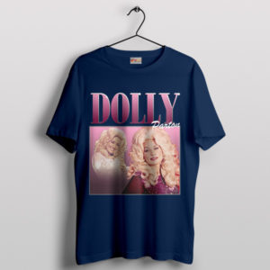 Country Style Vintage Dolly Parton Navy T-Shirt