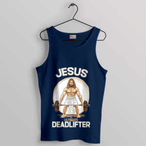 Crossfit Christ Jesus Deadlifts Meme Navy Tank Top