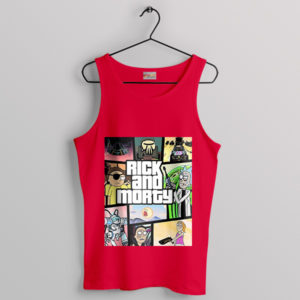 Crossover Rick Morty GTA 5 Game Red Tank Top