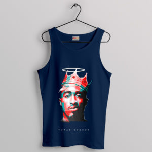 Crown of Thorns KING Tupac Shakur Navy Tank Top