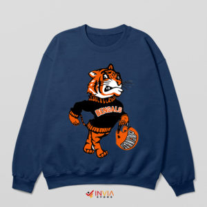 Cute Cartoon Bengals Mascot Navy Sweatshirt