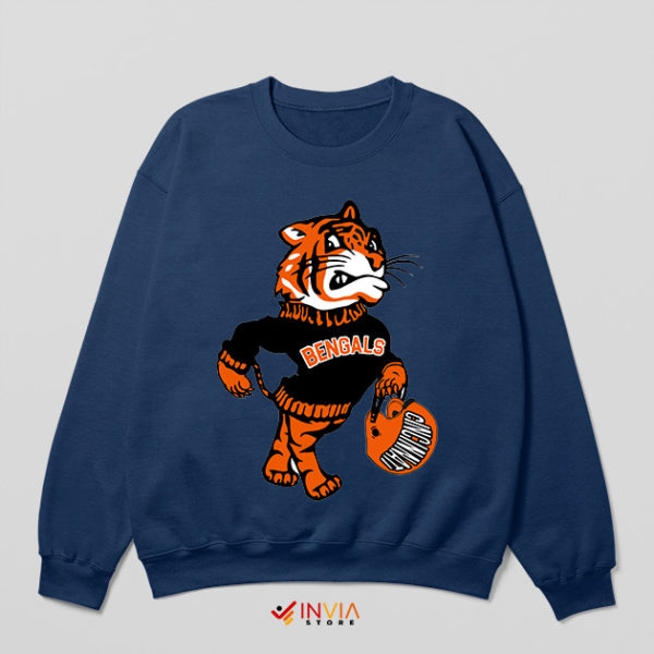 Cute Cartoon Bengals Mascot Navy Sweatshirt