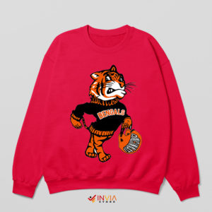 Cute Cartoon Bengals Mascot Red Sweatshirt