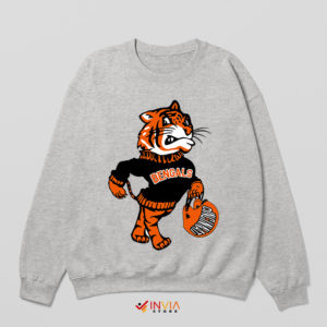 Cute Cartoon Bengals Mascot Sport Grey Sweatshirt