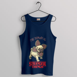 Cute Demogorgon Face Pug Puppies Navy Tank Top