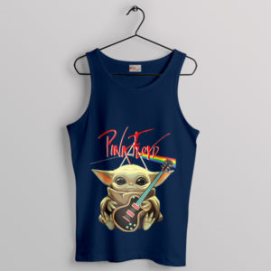 Cute Grogu Dark Side of the Moon Navy Tank Top