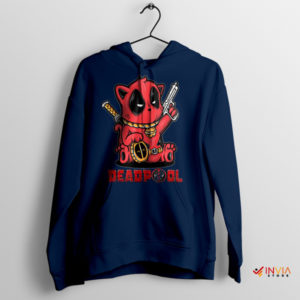 Deadpool 3 Samurai Funny Cat Navy Hoodie