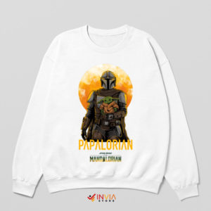 Din Djarin and Baby Yoda Papalorian White Sweatshirt