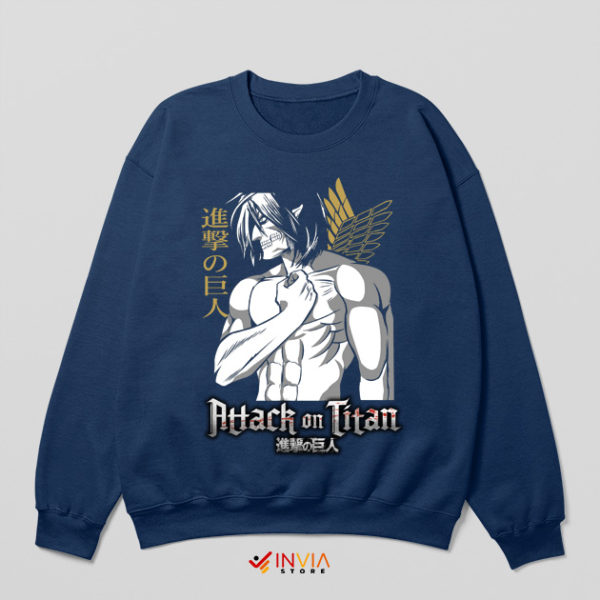 Eren Yeager Half Titan AOT Navy Sweatshirt