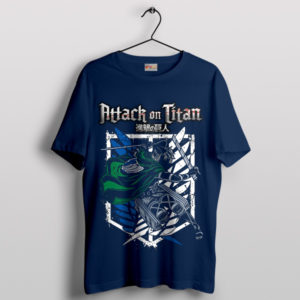 Eren Yeager Long Hair Fight Navy T-Shirt