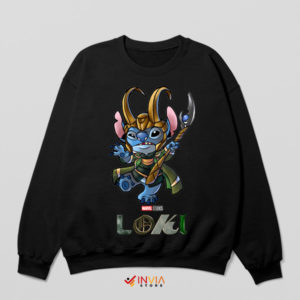 From Asgard to Aloha Stitch Loki Black Sweatshirt