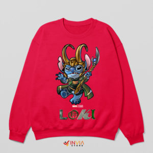 From Asgard to Aloha Stitch Loki Red Sweatshirt