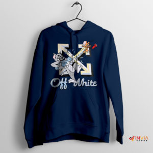 Funny Tom and Jerry Cat Off White Navy Hoodie