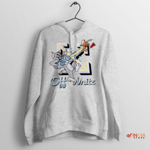 Funny Tom and Jerry Cat Off White Sport Grey Hoodie