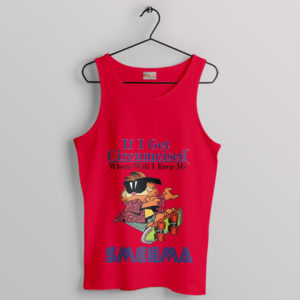 Garfield Cat Meme Smegma Graphic Red Tank Top